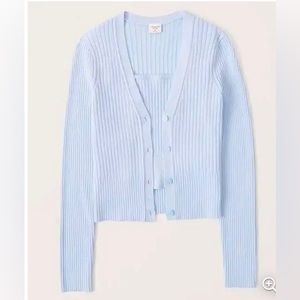 Abercrombie & Fitch Elevated Knit Ribbed Sweater Set Tube Top and Cardigan